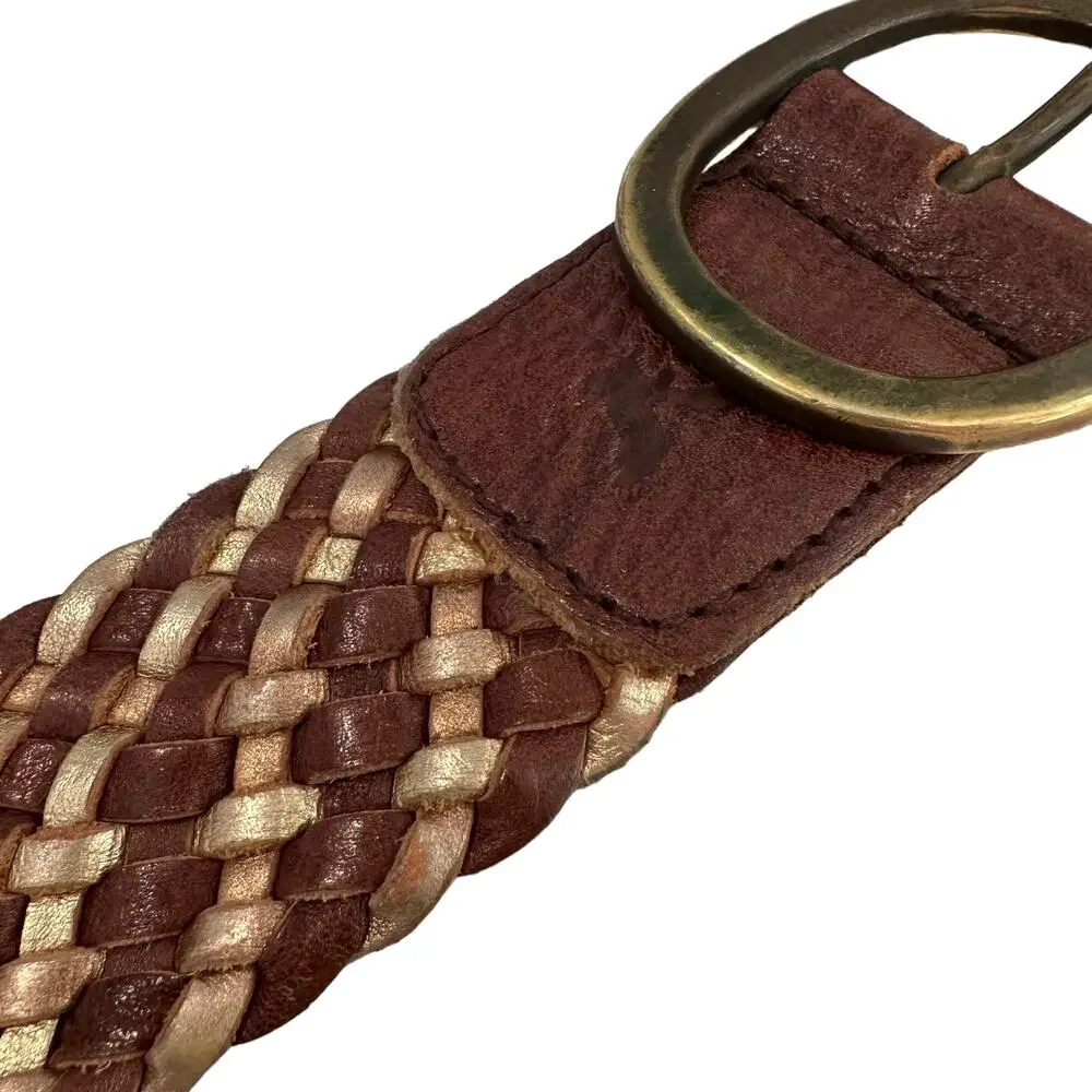 American Eagle Outfitters | Size S/M Metallic Gold Brown Woven Distressed Buckle